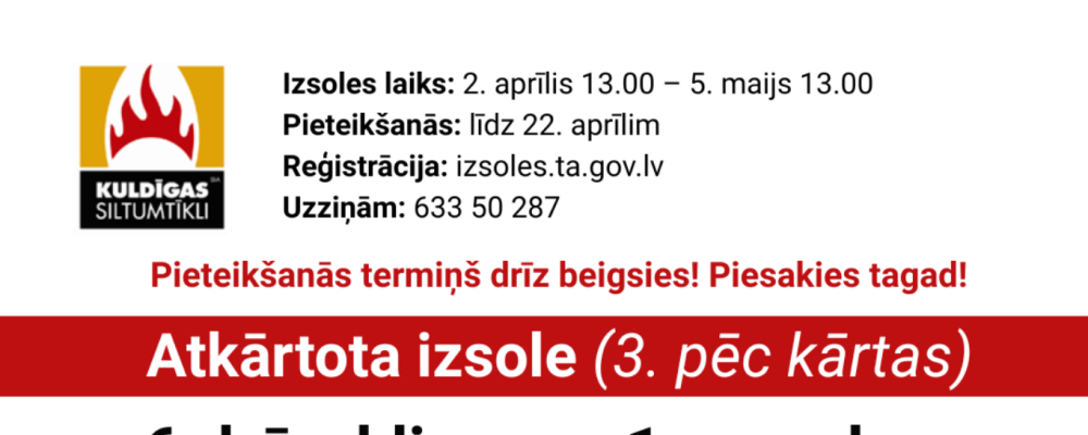 Pieteikšanās izsolei Planīcas 4 noslēdzas jau 22. aprīlī!